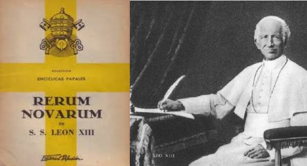 Papst Leo XIII. und die Sozialenzyklika Rerum Novarum. Fotomontage: EBCA